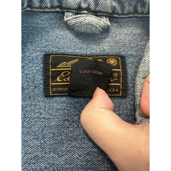 VTG Eddie Bauer Jacket Mens Medium Denim Medium Wash Pockets Jean Trucker Casual - Picture 5 of 12